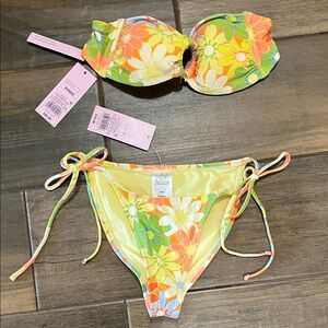 Wild Fable Floral Bikini Set - Yellow, Orange, Green